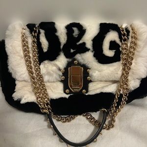 Dolce and Gabbana Lucia bag in black and white fur
